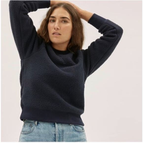 Everlane NWT Renew Fleece Crewneck Black Sweatshirt Size: Small - Picture 1 of 11